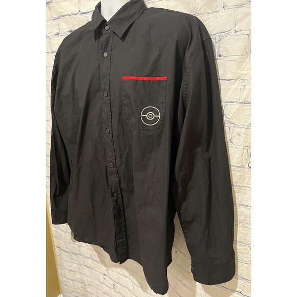 Poké Ball Classics Fitted Black long sleeve Button Down Dress Shirt Size 3XL - Picture 5 of 10
